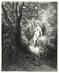 Illustration für Miltons Paradise Lost, Buch IX, Zeilen 784, 785